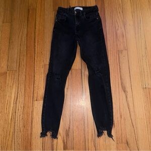 Zara Kids Black Ripped Hem Jeans